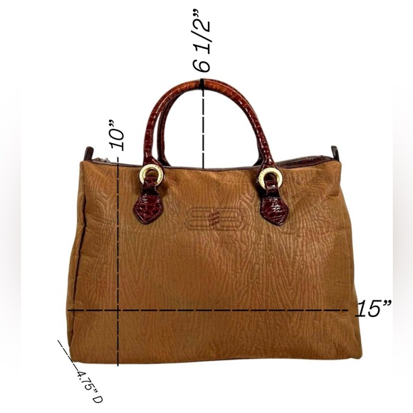 Balenciaga BB Logo Croc-Embossed Nylon Tote Bag Gold Hardware Handbag ✨ - Picture 10 of 11